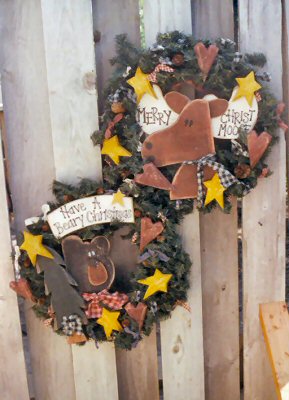 Christmas Moose and Bear wreaths