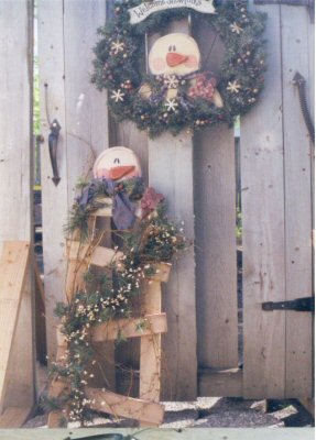 Snowman Ladder and Wreath